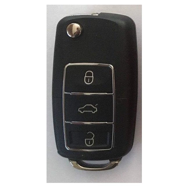 Luxious Automotive Style 3 Flip key in black front view